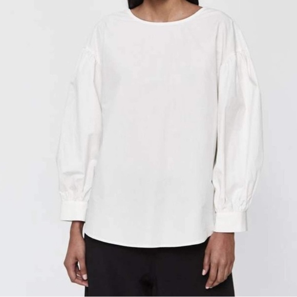 Mijeong Park White Puff Long Sleeve Reversible V-Back Small 100% Cotton - Picture 6 of 8